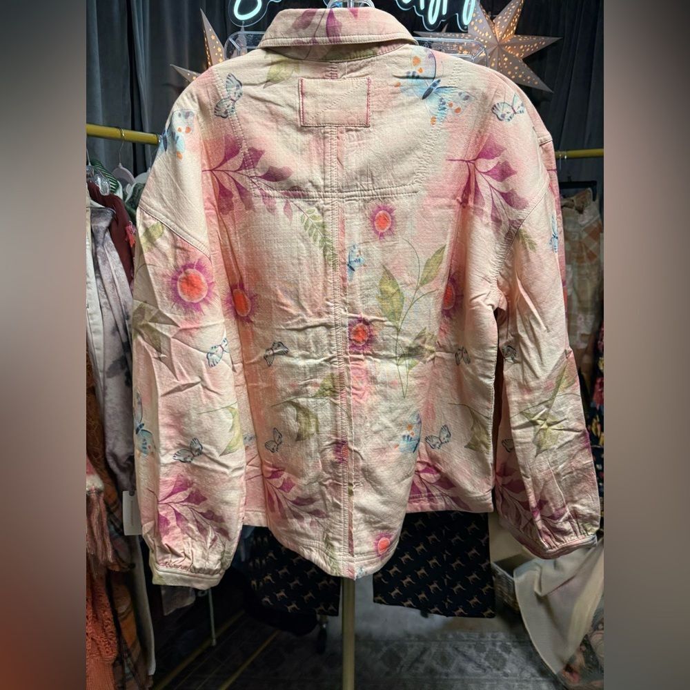 Free People We the Free Petina Garden Printed Buttondown Shirt Peachy Wash Combo - Picture 7 of 9